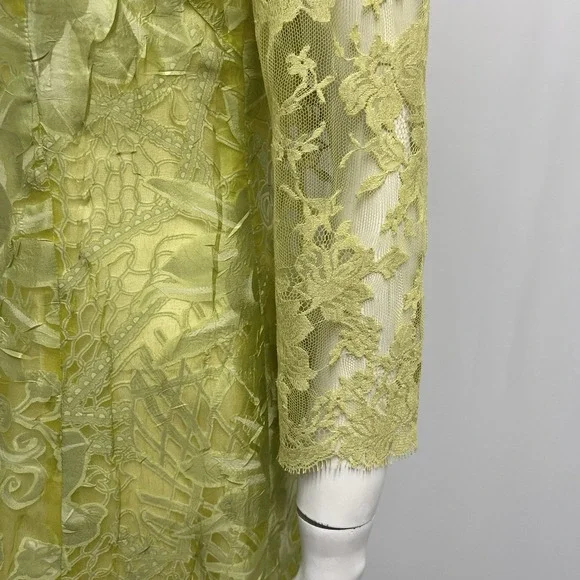 Vintage Christian Lacroix Dress Lime Green Floral & Lace Size 38 6